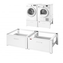 VEVOR Laundry Pedestal, 14 in Height, Washer and Dryer Pedestals with Drawer, 700 lbs Weight Load Capacity, Non-Slip Feet, Heavy-duty Steel Washing Machine Stand Universal Fit, White, 2 Pack