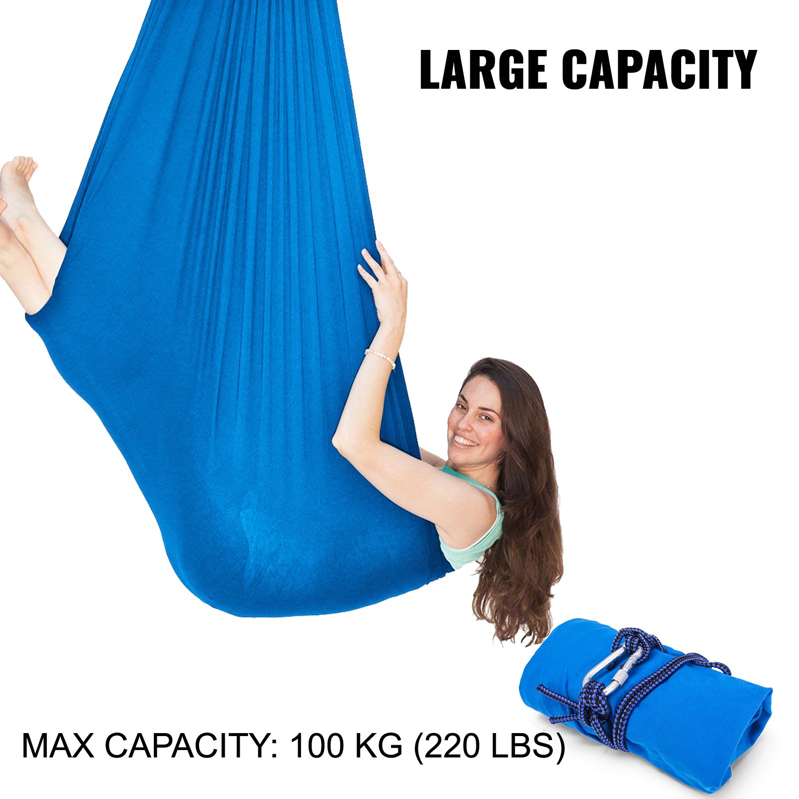 Blue Sensory Swing Chair Hanging Seat For Kids or Adults Indoor Autism Therapy