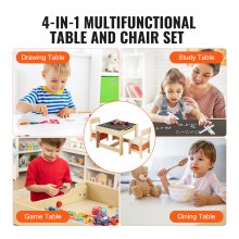 VEVOR Juego de mesa y silla para niños, mesa de actividades de madera con espacio de almacenamiento y cajas, mesa de juegos para niños pequeños arte, manualidades, lectura, aprendizaje