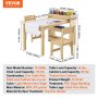 VEVOR Kids Art Table and 2 Chairs Toddler Craft and Play Table with A Cabinet
