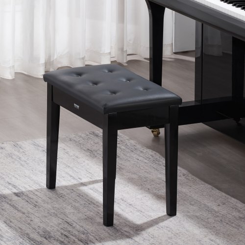 Banc De Piano Duo Avec Rangement - 750x355x490 Mm - Coussin Rembourré Haute Densité - Capacité 400 Lbs - Bois Et PU