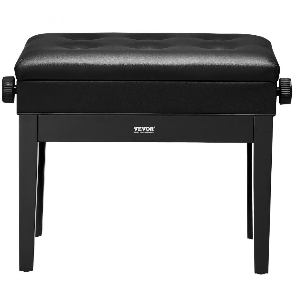 Banco para piano VEVOR, 56 x 33 x 49 cm, silla para teclado con altura ajustable de 49 a 58 cm, cojín acolchado, compartimento de almacenamiento para libros de música, taburete de madera para piano, ideal para tocador o sala de estar.