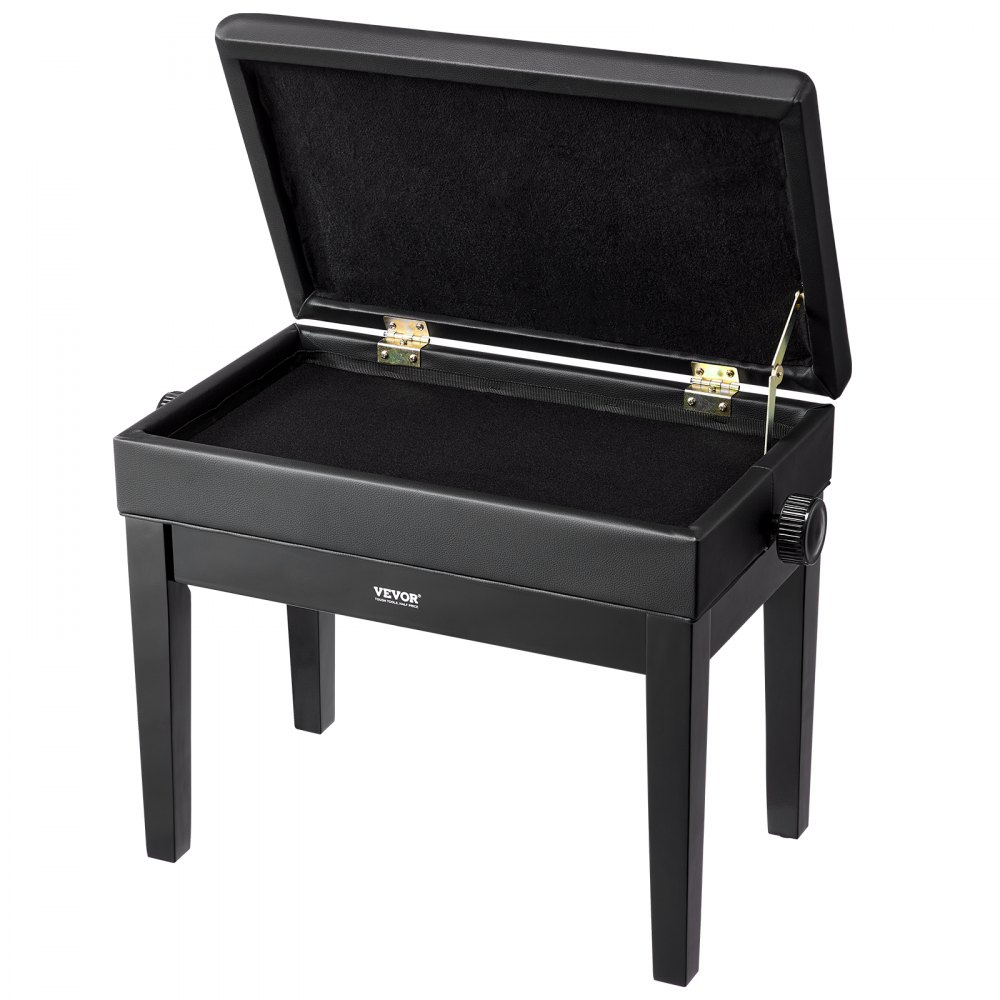 Banco para piano VEVOR, 56 x 33 x 49 cm, silla para teclado con altura ajustable de 49 a 58 cm, cojín acolchado, compartimento de almacenamiento para libros de música, taburete de madera para piano, ideal para tocador o sala de estar.