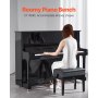 Adjustable Piano Keyboard Bench Storage Padded Seat Wooden Vanity Bookcase Stool