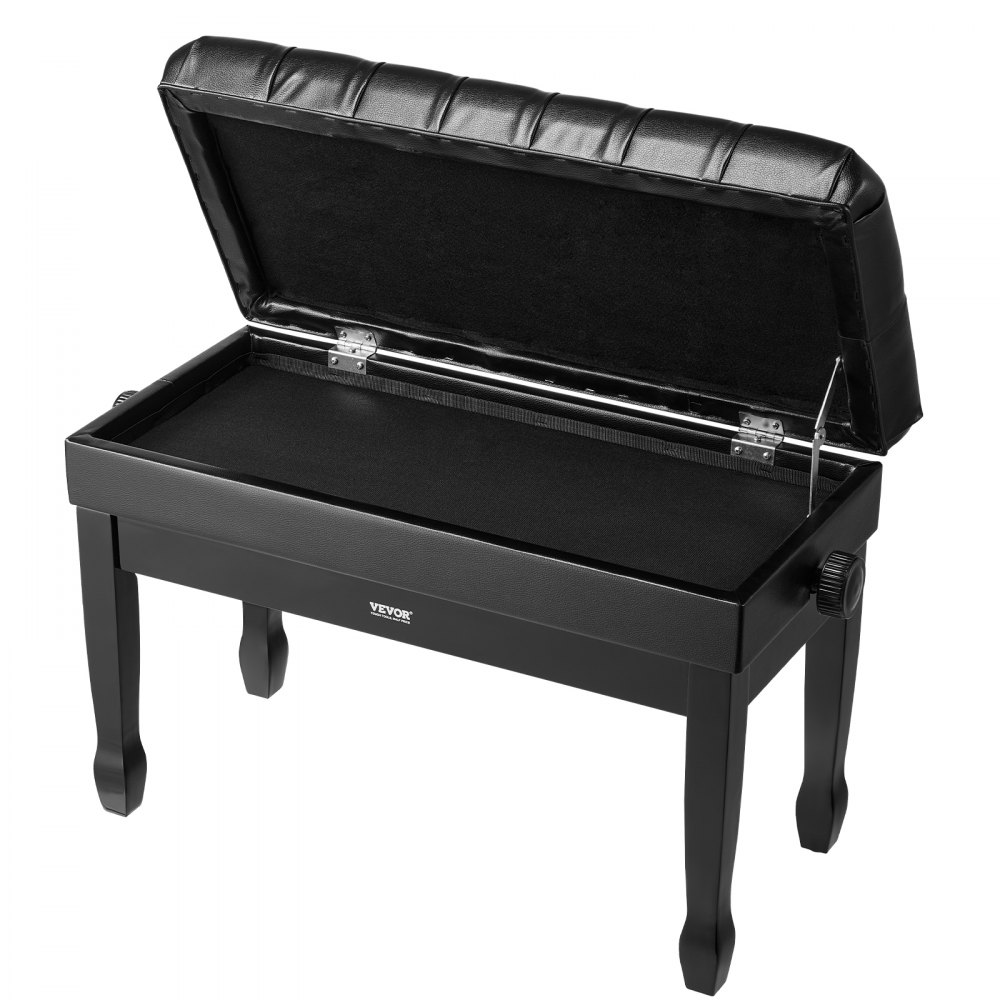 VEVOR Piano Bench, Duet Keyboard Piano Chair with 20.3"-23.4” Adjustable Height, High-Density Padded Cushion, Storage Compartment for Music Books, Wooden Piano Stool Seat, for Vanity, Living Room