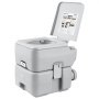 VEVOR portable toilet, compact, light gray, with lid open, essential for camping and travel.
