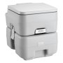 VEVOR portable toilet in light grey with pull lever and side clips for secure closure.