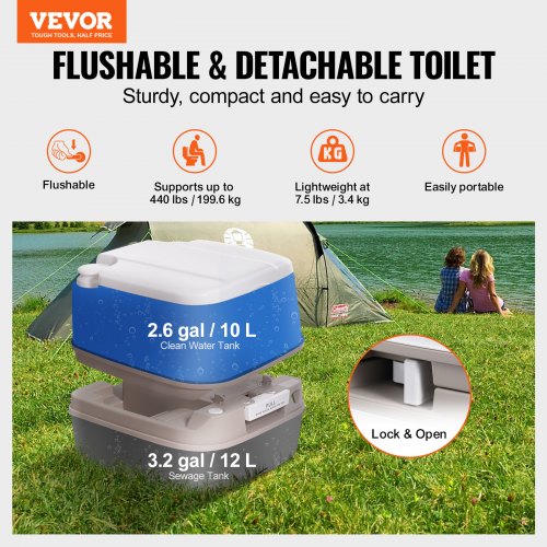 thumbnail image 2 of Portable Travel Flush Toilet 3.2 Gal Camping Commode For Outdoor Indoor Use 2 of 5