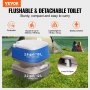 VEVOR Portable Toilet for Camping, Porta Potty with 3.2 Gal Waste Tank & 2.6Gal Flush Tank, Push-Button Pressurized Flush Commode with Level Indicator, Travel Toilet for Adults Kids Camping Car Trips