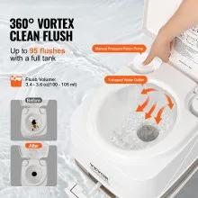VEVOR Portable Toilet for Camping, Porta Potty with 3.2 Gal Waste Tank & 2.6Gal Flush Tank, Push-Button Pressurized Flush Commode with Level Indicator, Travel Toilet for Adults Kids Camping Car Trips