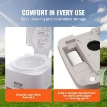 VEVOR Portable Toilet for Camping, Porta Potty with 3.2 Gal Waste Tank & 2.6Gal Flush Tank, Push-Button Pressurized Flush Commode with Level Indicator, Travel Toilet for Adults Kids Camping Car Trips