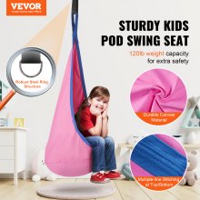 VEVOR Kids Pod Swing Seat Κρεμαστή καρέκλα αιώρας με χορδές LED φώτα 120 λίβρες