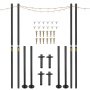 VEVOR String Light Poles, 4 Pack 10.6 FT, Outdoor Powder Coated Steel Lamp Post with Hooks to Hang Lantern and Flags, Universal Mounting Options to Decorate Garden, Patio, and Deck for Party, Black