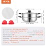 VEVOR Steamer Pot, 28cm Steamer Pot for Cooking with 3QT Stock Pot and Vegetable Steamer, Food-Grade 304 Stainless Steel Food Steamer Cookware with Lid for Gas Electric Induction Grill Stove