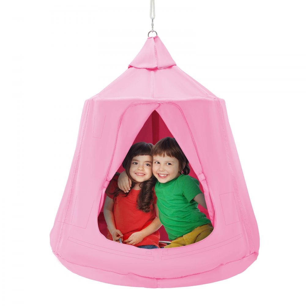 VEVOR függesztett fa sátor mennyezeti hintafüggőágy gyerekeknek 46" H x 43,4" Átm. Rózsaszín