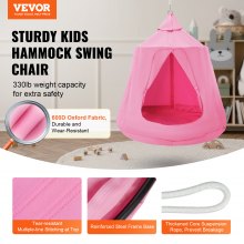 VEVOR Hanging Tree Tent Ceiling Swing Hammock for Kids 46" H x 43.4" Dia. Pink