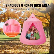 VEVOR Hanging Tree Tent Ceiling Swing Hammock for Kids 46" H x 43.4" Dia. Pink