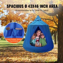 VEVOR függesztett fa sátor mennyezeti hintafüggőágy gyerekeknek 46" H x 43,4" Átm. Kék