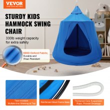 VEVOR Hanging Tree Tent Ceiling Swing Hammock for Kids 46" H x 43.4" Dia. Blue