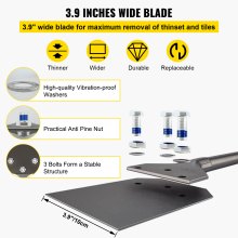 VEVOR SDS Plus Floor Scraper, 3.9" Wide Blade, 40Cr Steel 9.5" Long Handle Thinset Removal Bit with Point Chisel, Fits SDS-Plus Rotary & Chipping Hammer, for Removing Tile Grout, Adhesive Wallpaper