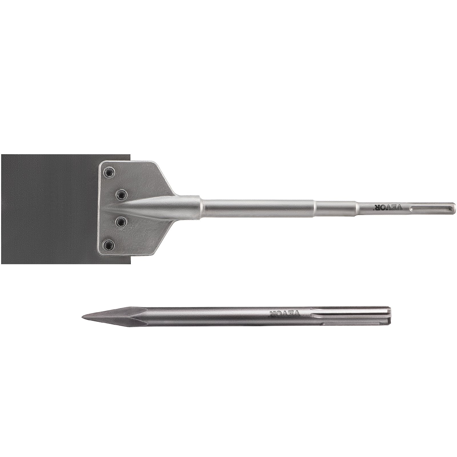 VEVOR Pala de arcilla, vástago SDS Max de 5,9" x 24,4", broca de martillo neumático de acero 40Cr para martillo eléctrico de demolición con cincel de punta, broca de pala para zanjas y excavación para arcilla, grava, suelo congelado