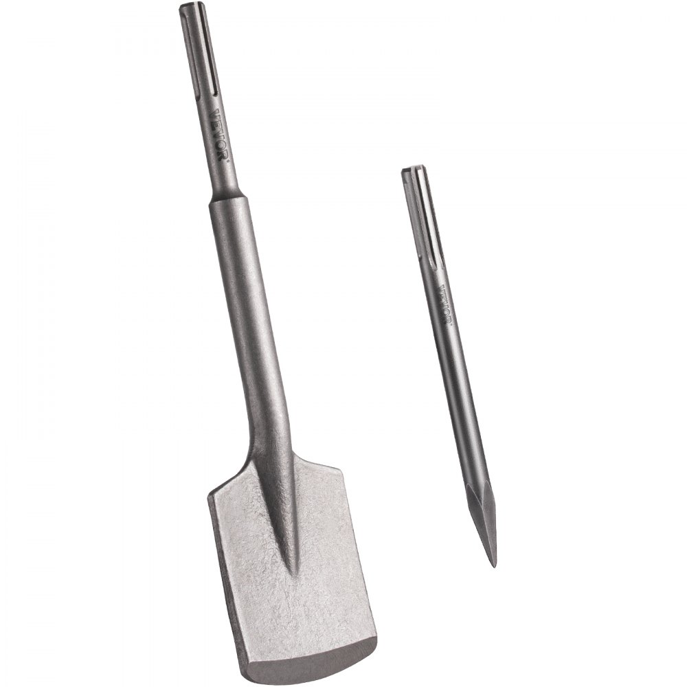 VEVOR SDS Max Clay Spade and Tile Thinset Removal Tool with Bull Point Hammer Steel Chisel Bit 17" x 4.3"
