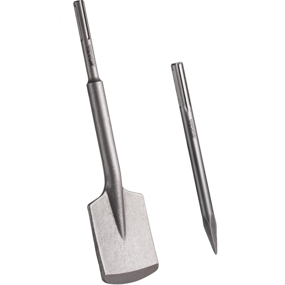 VEVOR SDS Max Clay Spade and Tile Thinset Removal Tool with Bull Point Hammer Steel Chisel Bit 17" x 4.3"