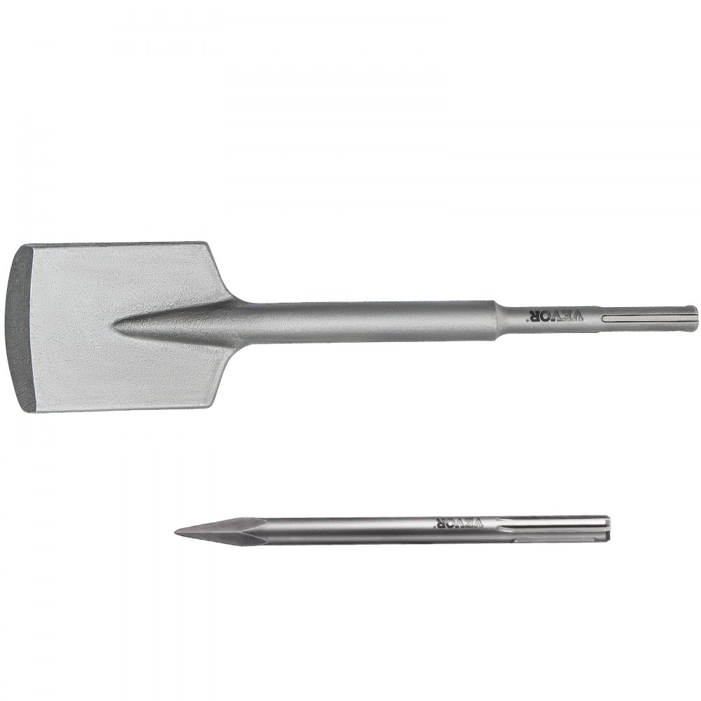 VEVOR SDS Max Clay Spade and Tile Thinset Removal Tool with Bull Point Hammer Steel Chisel Bit 17" x 4.3"