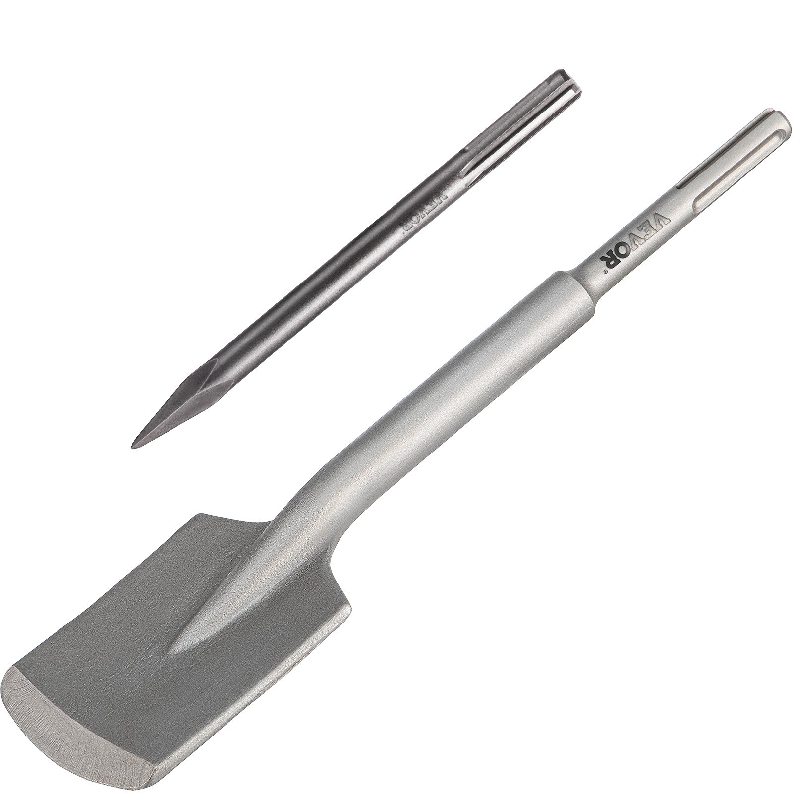 VEVOR SDS Max Clay Spade and Tile Thinset Removal Tool with Bull Point Hammer Steel Chisel Bit 17" x 4.3"