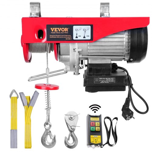 VEVOR Electric Hoist, 1320 lbs Lifting Capacity, 1150W 220V Electric Steel Wire Winch with Wireless Remote Control, 40ft Single Cable Lifting Height & Pure Copper Motor, for Garage Warehouse Factory