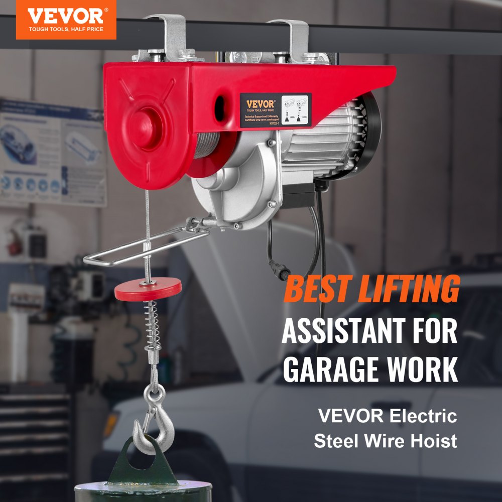 VEVOR Electric Hoist, 1320 lbs Lifting Capacity, 1150W 110V Electric Steel  Wire Winch with Wireless Remote Control, 40ft Single Cable Lifting Height 