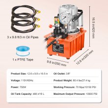 VEVOR Electric Hydraulic Pump Double Acting Oil Pump 10000 PSI 8L Manual Valve