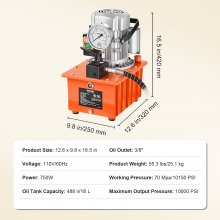 VEVOR Electric Hydraulic Pump Single Acting Oil Pump 10000 PSI 8L Manual Valve