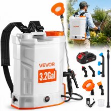 VEVOR Battery Powered Backpack Sprayer, 3.2 Gal Powerful Electric Backpack Sprayer, 2 Retractable Wands & 5 Nozzles, Adjustable 0-90 PSI, 2 Hour Runtime, Portable Weed Sprayers for Yard Garden Lawn