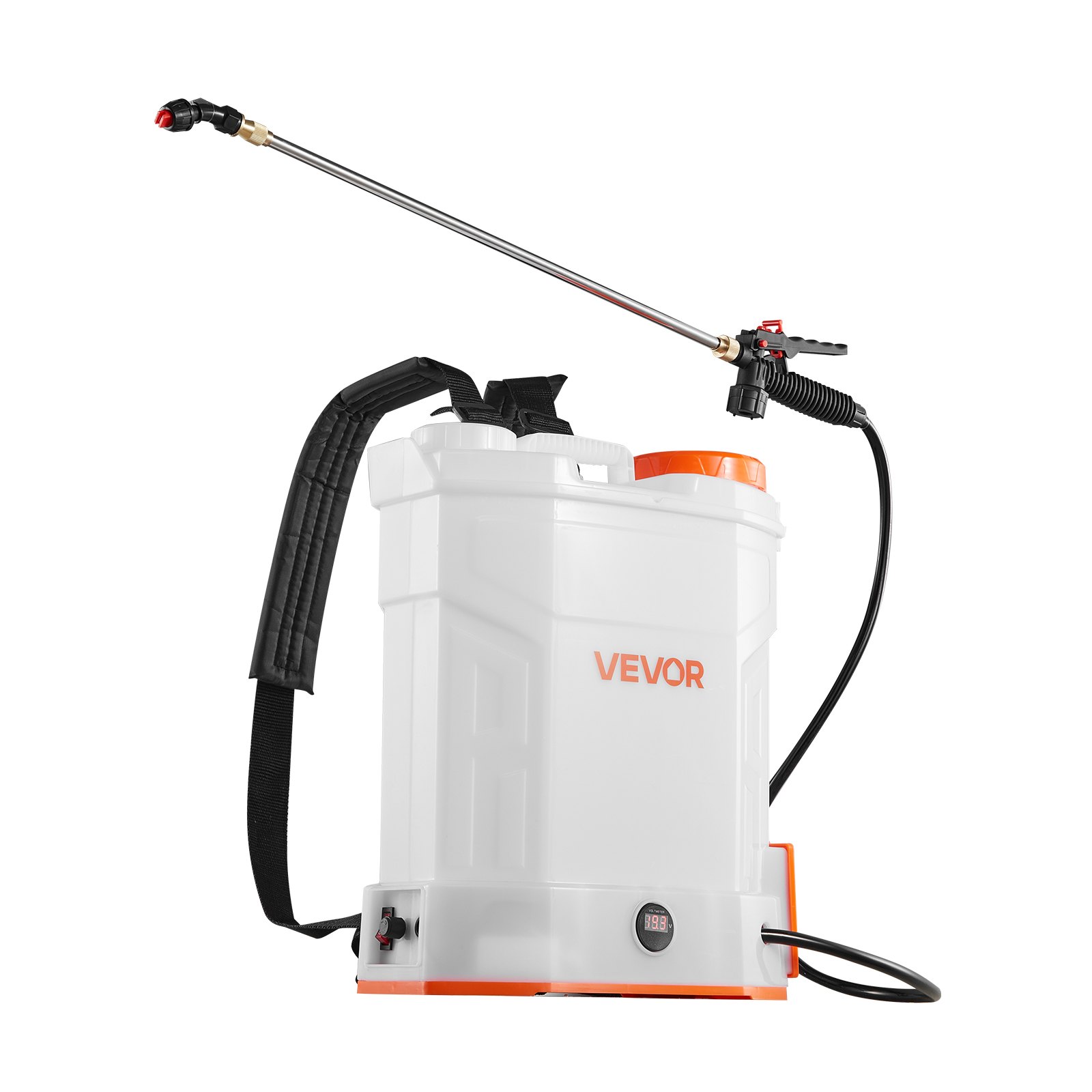 VEVOR Battery Powered Backpack Sprayer, 12L Powerful Electric Backpack Sprayer, 2 Retractable Wands & 5 Nozzles, Adjustable 0-90 PSI, 2 Hour Runtime, Portable Weed Sprayers for Yard Garden Lawn
