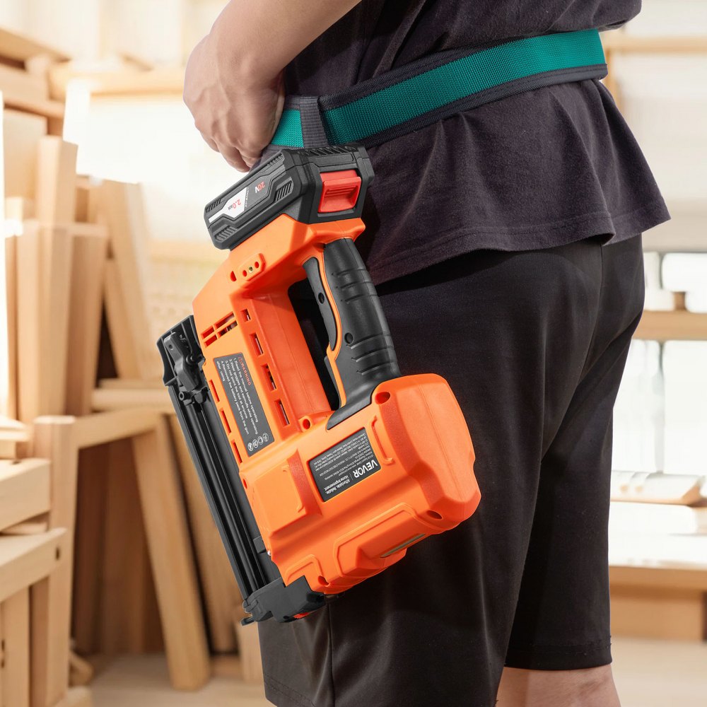 VEVOR Cordless Brad Nailer, 18 Gauge, 20V Battery Powered Nail Gun, with 500 pcs Nails, 2.0 Ah Li-ion Battery and Charger, Adjustable Nailing Depth, for Home Improvement, Woodworking, DIY Project