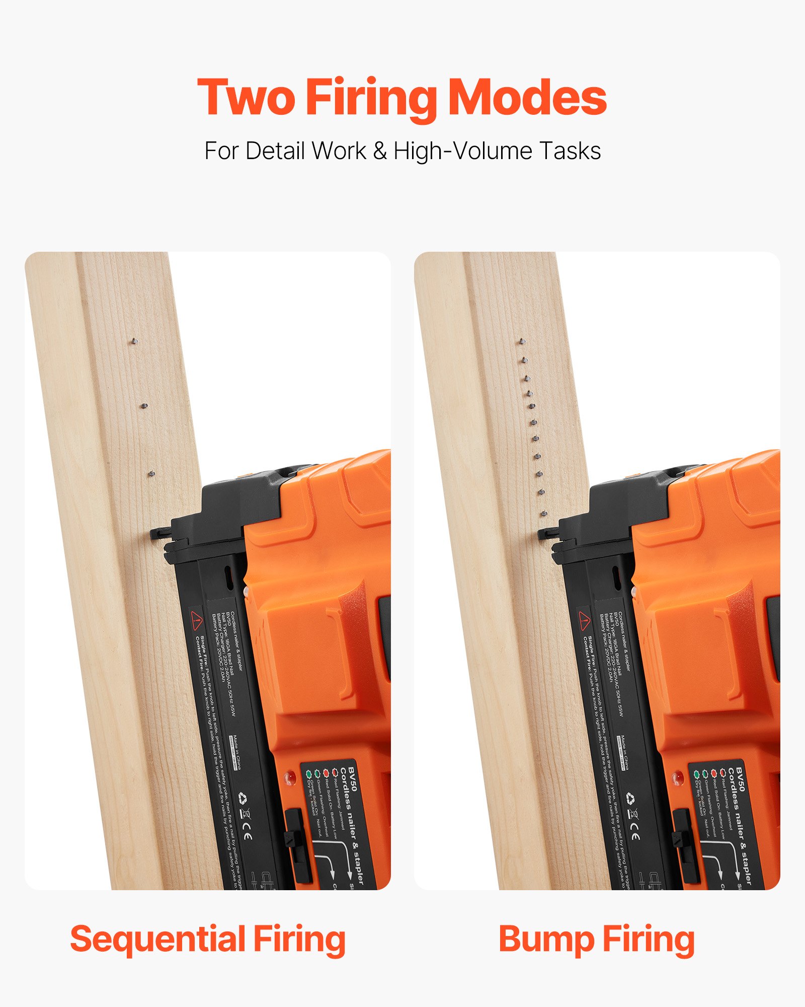 VEVOR Cordless Brad Nailer, 18 Gauge, 20V Battery Powered Nail Gun, with 500 pcs Nails, 2.0 Ah Li-ion Battery and Charger, Adjustable Nailing Depth, for Home Improvement, Woodworking, DIY Project