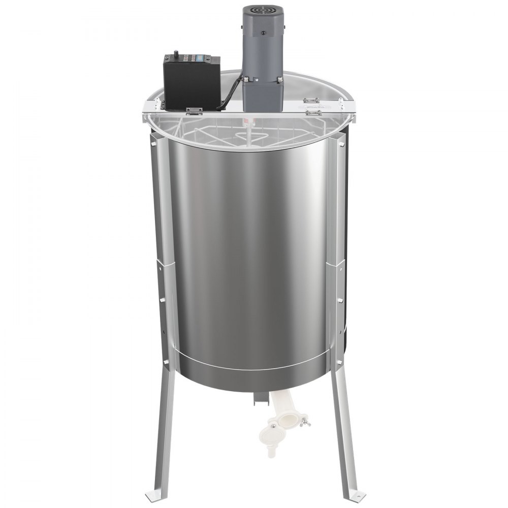 VEVOR Electric Honey Extractor, 8 Frame Beekeeping Extraction，Only 4 Deep Frames Honey Extractor, Food-Grade Stainless Steel Honeycomb Drum Spinner, Apiary Centrifuge Equipment with Height Adj Stand