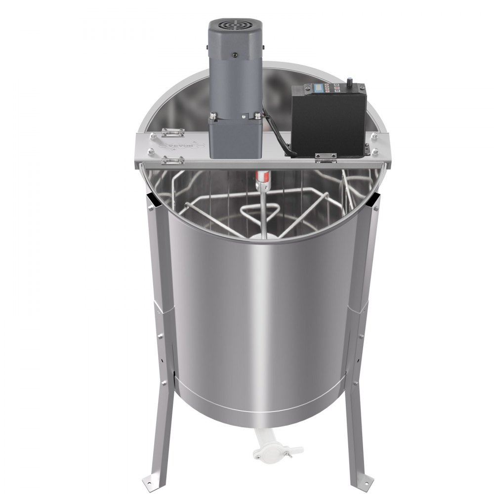 VEVOR Electric Honey Extractor, 8 Frame Beekeeping Extraction，Only 4 Deep Frames Honey Extractor, Food-Grade Stainless Steel Honeycomb Drum Spinner, Apiary Centrifuge Equipment with Height Adj Stand