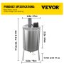 VEVOR Electric Honey Extractor, 8 Frame Beekeeping Extraction，Only 4 Deep Frames Honey Extractor, Food-Grade Stainless Steel Honeycomb Drum Spinner, Apiary Centrifuge Equipment with Height Adj Stand