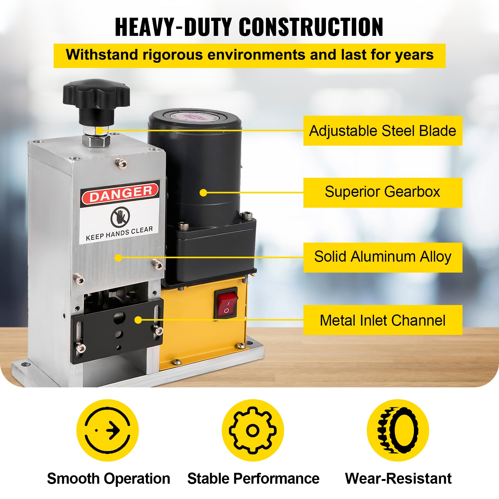 VEVOR Cable Wire Stripping Machine 0.04"-1.18", Portable Scrap Cable Stripper With Gear Motor, Electric Wire Stripping Machine Compact Aluminum Alloy Structure, Automatic Wire Stripper with a Blade