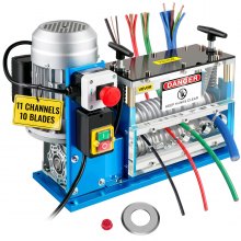VEVOR Electric Wire Stripping Machine, 370W 0.06 inch -1.5 inch Automatic Motorized Cable Stripper with 75 ft/min Speed, 11 Channels 10 Blades Strip Machinery, Scrap Handling Tool for Recycling Copper
