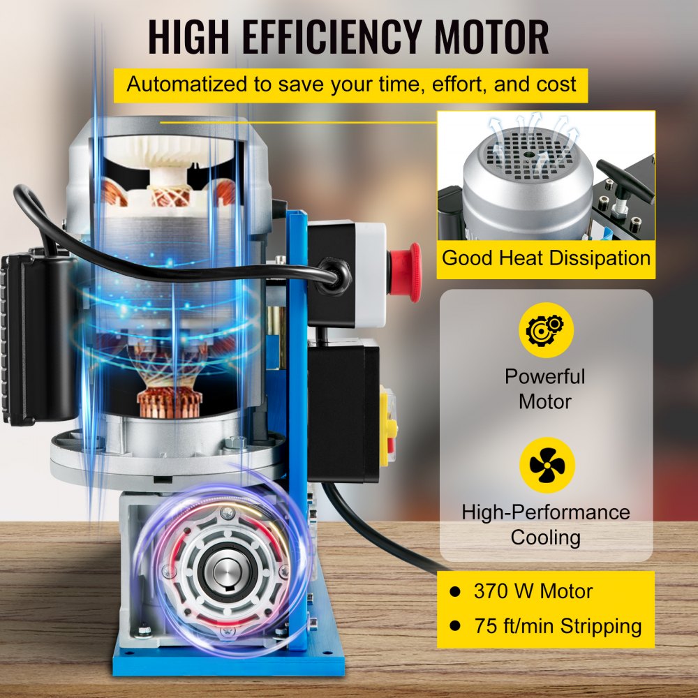 VEVOR Electric Wire Stripping Machine, 1.5-38 mm Automatic Wire Stripping Machine, 11 Channels 10 Blades Cable Stripping Machine, Wire Stripping Tool 2286 cm/Minute, for Recycling Copper Wire