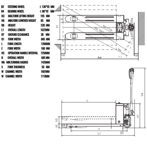 VEVOR Full Electric Power Lithium Battery Pallet Jack Truck 3300lb.