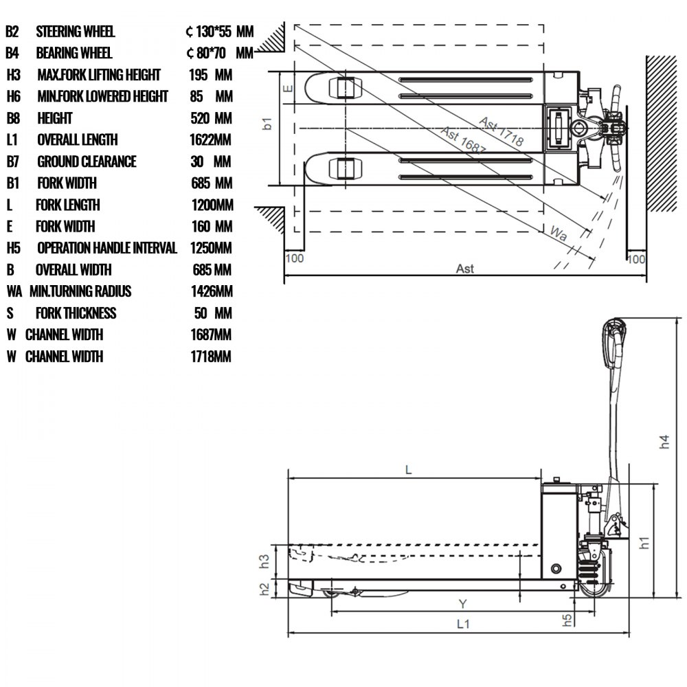 VEVOR Full Electric Power Lithium Battery Pallet Jack Truck 3300lb.