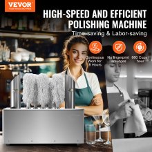 VEVOR Wine Glass Polisher 8-Brush Polishing Machine 660Cups/H for Bar Restaurant