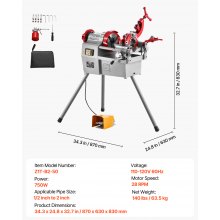 Electric Pipe Threader Machine 750W 28RPM Threading Cutter for 1/2" to 2" Pipes