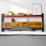 Cabecero VEVOR para cama de matrimonio, altura ajustable con 2 estantes, independiente, con estación de carga y luz LED, apto para diferentes tipos de cama, fácil montaje, color marrón.