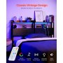 VEVOR Headboard for Queen Size Bed, Adjustable Height Headboard with 2 Shelves Storage, Freestanding Head Board with Charging Station and LED Light for Different Bed Frames, Easy Assembly, Black
