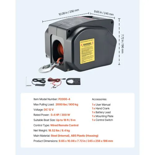 Elektriline paadivints 12 V, 900 kg — pilt 7